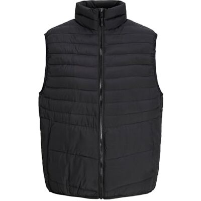 12259001 JACK&JONES PLUS Jjestate Packable Puffer Bw Collar Pls kamizelka pikowana męska, czarny, 5XL 12259001 JACK&JONES PLUS Jjestate Packable Puffer Bw Collar Pls kamizelka pikowana męska, czarny, 5XL