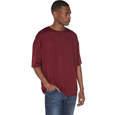 TMNSS21TS0811 Trendyol Męska koszulka z krótkim rękawem w kolorze bordowym, rozmiar S TMNSS21TS0811 Trendyol Męska koszulka z krótkim rękawem w kolorze bordowym, rozmiar S