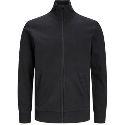 12253745 JACK & JONES Męska bluza z zamkiem błyskawicznym Plus Size jednokolorowa bluza z zamkiem błyskawicznym, czarny, 5XL 12253745 JACK & JONES Męska bluza z zamkiem błyskawicznym Plus Size jednokolorowa bluza z zamkiem błyskawicznym, czarny, 5XL