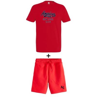 ACEN228 Rouge Taille L AMERICAN COLLEGE USA 2-częściowy zestaw koszul + szorty mieszane, Czerwona, L ACEN228 Rouge Taille L AMERICAN COLLEGE USA 2-częściowy zestaw koszul + szorty mieszane, Czerwona, L