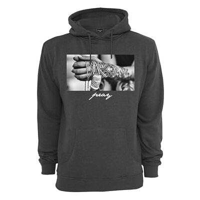 MT492 Mister Tee Męska bluza z kapturem Pray 2.0 Hoody, męska bluza z kapturem z nadrukiem z przodu, krój regularny, antracyt, XL MT492 Mister Tee Męska bluza z kapturem Pray 2.0 Hoody, męska bluza z kapturem z nadrukiem z przodu, krój regularny, antracyt, XL