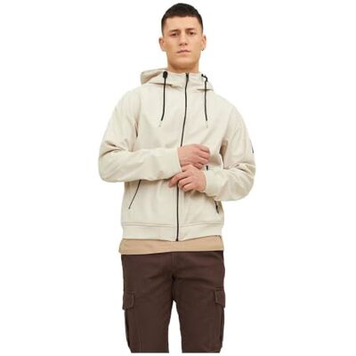 12236300_Moonbeam JACK & JONES Kurtka męska Jjebasic Softshell Hood Noos, Belka księżyca, XS 12236300_Moonbeam JACK & JONES Kurtka męska Jjebasic Softshell Hood Noos, Belka księżyca, XS