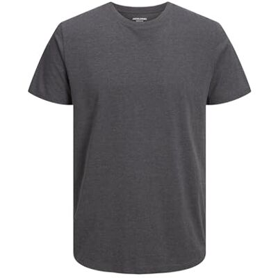 12222887 JACK & JONES Męski T-shirt jednokolorowy okrągły dekolt T-shirt, ciemnoszary melanż, L 12222887 JACK & JONES Męski T-shirt jednokolorowy okrągły dekolt T-shirt, ciemnoszary melanż, L