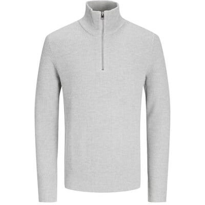 12257773 JACK & JONES Męski sweter Jjeperfect Knit Half Zip Sn, Jasnoszara mieszanka, XS 12257773 JACK & JONES Męski sweter Jjeperfect Knit Half Zip Sn, Jasnoszara mieszanka, XS