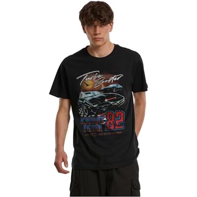 MC1552 Merchcode Męski T-shirt Knight Rider Turbo Booster Tee – Regular Fit z bawełny z okrągłym dekoltem i nadrukiem z przodu, swobodna koszulka z krótkim rękawem MC1552 Merchcode Męski T-shirt Knight Rider Turbo Booster Tee – Regular Fit z bawełny z okrągłym dekoltem i nadrukiem z przodu, swobodna koszulka z krótkim rękawem