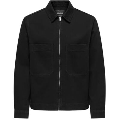 22036039-4897275 ONLY & SONS Męska kurtka Onscassel 6039 PIM Box DNM Noos, Black Denim, S, czarny denim, S 22036039-4897275 ONLY & SONS Męska kurtka Onscassel 6039 PIM Box DNM Noos, Black Denim, S, czarny denim, S