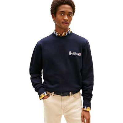 MW0MW40863 Tommy Hilfiger Męski SMALL CREST OUTLINE CREW NECK Pulower Bluza, niebieski, M, Niebieski (pustynne niebo), M MW0MW40863 Tommy Hilfiger Męski SMALL CREST OUTLINE CREW NECK Pulower Bluza, niebieski, M, Niebieski (pustynne niebo), M