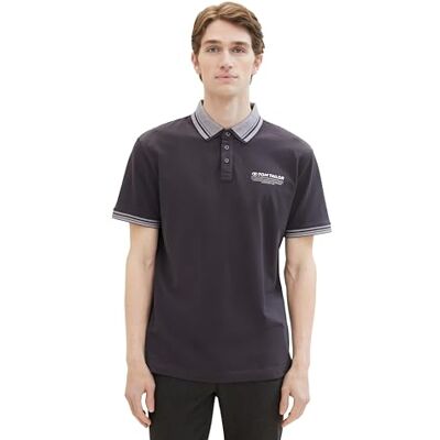 1040823 TOM TAILOR Męska koszulka polo Basic Piqué z nadrukiem logo, 10899 Tarmac Grey, L 1040823 TOM TAILOR Męska koszulka polo Basic Piqué z nadrukiem logo, 10899 Tarmac Grey, L
