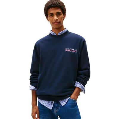 DM0DM22377C1GXS Tommy Jeans Tjm Reg Entry Dna Play Crew Ext Dm0dm22377 bluza sweter, niebieska (Dark Night Navy), XS męska, Niebieski, XS DM0DM22377C1GXS Tommy Jeans Tjm Reg Entry Dna Play Crew Ext Dm0dm22377 bluza sweter, niebieska (Dark Night Navy), XS męska, Niebieski, XS