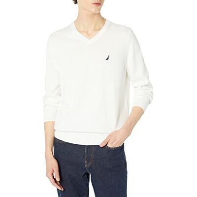 S81010-1MA-M Nautica Męski klasyczny krój miękki lekki sweter z dekoltem w serek sweter, Pianka lekarska, M S81010-1MA-M Nautica Męski klasyczny krój miękki lekki sweter z dekoltem w serek sweter, Pianka lekarska, M