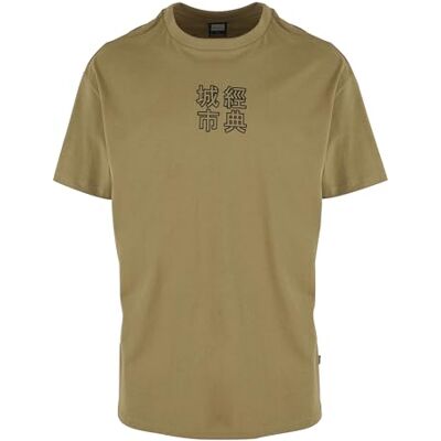 TB4137 Urban Classics M?ski T-shirt z chi?skim napisem na przodzie i plecach, chi?ski symbol herbaty, top dla m??czyzn dost?pny w 2 kolorach, rozmiary S-5XL, khaki/czarny., XL TB4137 Urban Classics M?ski T-shirt z chi?skim napisem na przodzie i plecach, chi?ski symbol herbaty, top dla m??czyzn dost?pny w 2 kolorach, rozmiary S-5XL, khaki/czarny., XL