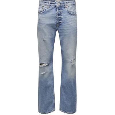 22024067 ONLY & SONS Męskie spodnie NOOS ONSEDGE Loose 4067, Light Blue Denim, 30/34, jasnoniebieski (light blue denim), 30W / 34L 22024067 ONLY & SONS Męskie spodnie NOOS ONSEDGE Loose 4067, Light Blue Denim, 30/34, jasnoniebieski (light blue denim), 30W / 34L