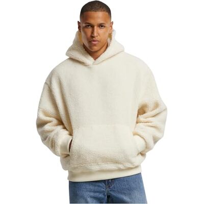 TB7265 Urban Classics Męska bluza z kapturem oversized Teddy Hoody, swobodna męska bluza z kapturem z miękkiego pluszowego futra, oversize fit, Whitesand, M TB7265 Urban Classics Męska bluza z kapturem oversized Teddy Hoody, swobodna męska bluza z kapturem z miękkiego pluszowego futra, oversize fit, Whitesand, M