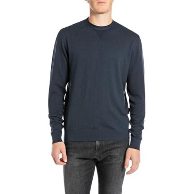 UK4488.000.G23680 Replay Męski sweter regular fit, 284 indygo, XS UK4488.000.G23680 Replay Męski sweter regular fit, 284 indygo, XS