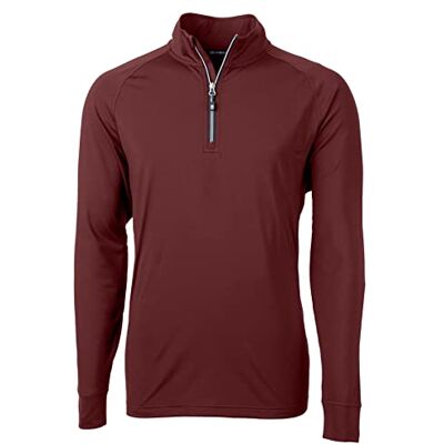 MCK01143 Cutter & Buck Męski Adapt Eco Knit Stretch Recycled Długi rękaw Kwartał Zamek Sweter Koszula, Bordeaux, M MCK01143 Cutter & Buck Męski Adapt Eco Knit Stretch Recycled Długi rękaw Kwartał Zamek Sweter Koszula, Bordeaux, M