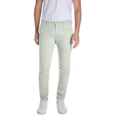 M9627E.000.8366197 Replay Męskie dżinsy slim fit Chino Zeumar Hyperchino Colour X-Lite, 005 Light Mint, 29W / 32L M9627E.000.8366197 Replay Męskie dżinsy slim fit Chino Zeumar Hyperchino Colour X-Lite, 005 Light Mint, 29W / 32L