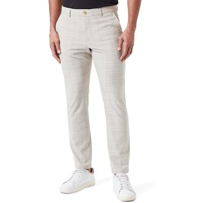 16090464-4391589 SELETED HOMME Spodnie męskie, Piaskowy/Checks: light Blue, 30W / 34L 16090464-4391589 SELETED HOMME Spodnie męskie, Piaskowy/Checks: light Blue, 30W / 34L