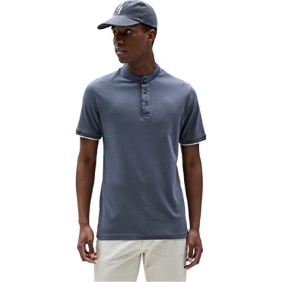 3SAM10079MK Koton Koszulka męska Hakim Kragen Slim Fit Knopfleiste Kurzarm Mit Paspel, Anthrazit (924), S 3SAM10079MK Koton Koszulka męska Hakim Kragen Slim Fit Knopfleiste Kurzarm Mit Paspel, Anthrazit (924), S