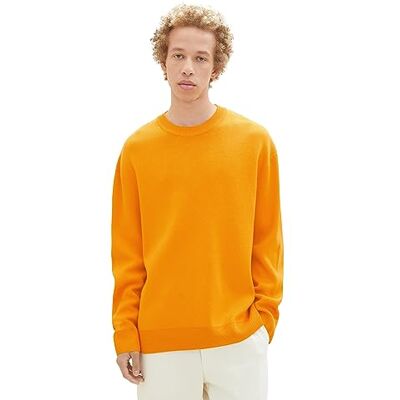 1038265 TOM TAILOR Denim Męski sweter z dzianiny o luźnym kroju z okrągłym dekoltem, 12392 Fresh Pepper Orange, M 1038265 TOM TAILOR Denim Męski sweter z dzianiny o luźnym kroju z okrągłym dekoltem, 12392 Fresh Pepper Orange, M