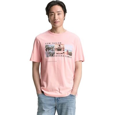 1046752 TOM TAILOR T-shirt męski, 15950 – różowo-różowy, XL 1046752 TOM TAILOR T-shirt męski, 15950 – różowo-różowy, XL
