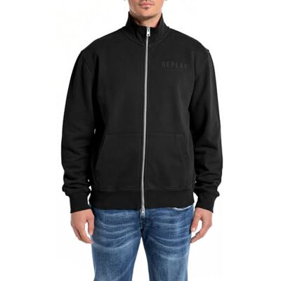 M6973 .000.22890CS Replay Męska bluza o regularnym kroju z zamkiem błyskawicznym, 098 BLACK, XL M6973 .000.22890CS Replay Męska bluza o regularnym kroju z zamkiem błyskawicznym, 098 BLACK, XL