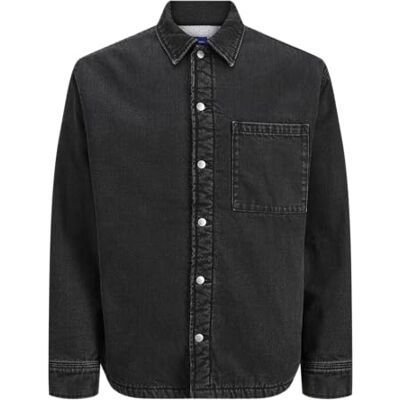 12286159-4867457 JACK & JONES Męska bluza Jorjames Teddy Overshirt Ls, Black Denim, M, Czarny denim, M 12286159-4867457 JACK & JONES Męska bluza Jorjames Teddy Overshirt Ls, Black Denim, M, Czarny denim, M