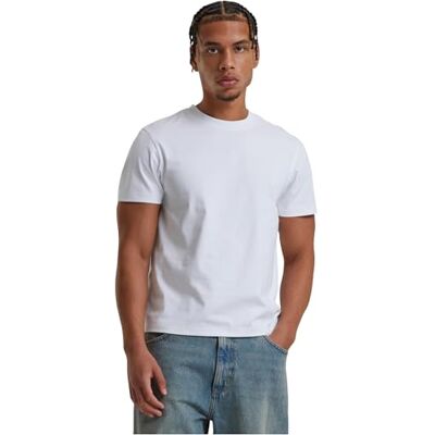 BY364 Build Your Brand Męski T-shirt bez kołnierza, biały, L, biały, L BY364 Build Your Brand Męski T-shirt bez kołnierza, biały, L, biały, L