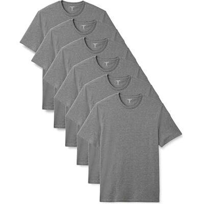 AEMN0112S_Grey Heather Amazon Essentials Męski T-shirt z krótkim rękawem i okrągłym dekoltem o regularnym kroju, 6 sztuk, wrzos szary, L AEMN0112S_Grey Heather Amazon Essentials Męski T-shirt z krótkim rękawem i okrągłym dekoltem o regularnym kroju, 6 sztuk, wrzos szary, L