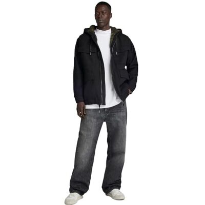 D23594 G-STAR RAW Męska kurtka z kapturem Sherpa, Czarny (pitch black -D304-A810), M D23594 G-STAR RAW Męska kurtka z kapturem Sherpa, Czarny (pitch black -D304-A810), M