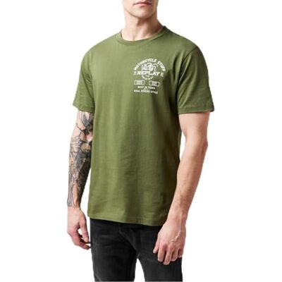 M6873 .000.2660 Replay Męski T-shirt bawełniany, 532 Army, XS M6873 .000.2660 Replay Męski T-shirt bawełniany, 532 Army, XS