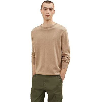 1012819 TOM TAILOR Męskie sweter 202212 Strickpullover Crewneck, 31089 Hazel Brown Melange, XL 1012819 TOM TAILOR Męskie sweter 202212 Strickpullover Crewneck, 31089 Hazel Brown Melange, XL
