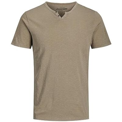 12164972 JACK & JONES Jjesplit Neck Tee Ss Noos Podkoszulek Mężczyźni, Crockery/Fit:slim, L 12164972 JACK & JONES Jjesplit Neck Tee Ss Noos Podkoszulek Mężczyźni, Crockery/Fit:slim, L