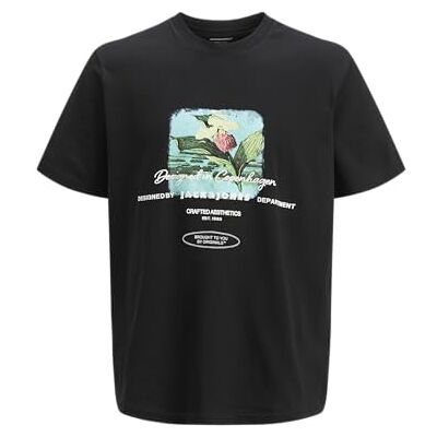 12276919-4754641 JACK & JONES Koszulka męska Joralmeria Stamp Tee SS Crew Neck, czarny, XL 12276919-4754641 JACK & JONES Koszulka męska Joralmeria Stamp Tee SS Crew Neck, czarny, XL