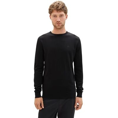 1012819 TOM TAILOR Męskie sweter 202212 Strickpullover Crewneck, 29999 Black, 3XL 1012819 TOM TAILOR Męskie sweter 202212 Strickpullover Crewneck, 29999 Black, 3XL