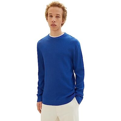 1038674 Denimowy męski sweter 2 w 1 TOM TAILOR z wyściełanym kołnierzem, 14531-błyszczący królewski błękit, S 1038674 Denimowy męski sweter 2 w 1 TOM TAILOR z wyściełanym kołnierzem, 14531-błyszczący królewski błękit, S