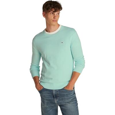 DM0DM18895 Tommy Jeans Męski sweter TJM Slim Essential Light Sweter, zielony, 3XL, Zielony (mięta wiosenna), 3XL DM0DM18895 Tommy Jeans Męski sweter TJM Slim Essential Light Sweter, zielony, 3XL, Zielony (mięta wiosenna), 3XL