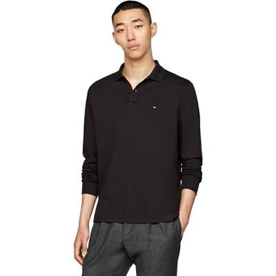 MW0MW37317BDSS Tommy Hilfiger Męska koszulka polo L/S Liquid Cotton REG MW0MW37317, L/S Polo, czarna, S, czarny (czarny), S MW0MW37317BDSS Tommy Hilfiger Męska koszulka polo L/S Liquid Cotton REG MW0MW37317, L/S Polo, czarna, S, czarny (czarny), S