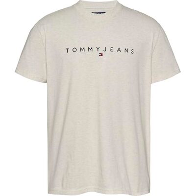 DM0DM20744 Tommy Jeans Męska koszulka TJM REG LINEAR LOGO EXT S/S T-Shirt, beżowa, XXL, Beżowy (Oat Marl Htr), XXL DM0DM20744 Tommy Jeans Męska koszulka TJM REG LINEAR LOGO EXT S/S T-Shirt, beżowa, XXL, Beżowy (Oat Marl Htr), XXL