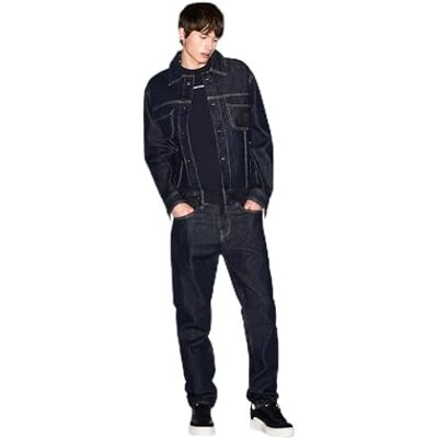 XM002471 Armani Exchange Men's Plain Front Logo Patch T-shirt, niebieski, XXL XM002471 Armani Exchange Men's Plain Front Logo Patch T-shirt, niebieski, XXL
