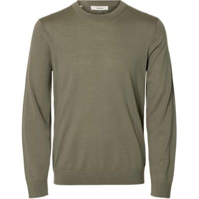 16094647-4884220 SELECTED MEN Slhtray Ls Knit Merino Crew Neck Noos, wetiver, XXL 16094647-4884220 SELECTED MEN Slhtray Ls Knit Merino Crew Neck Noos, wetiver, XXL