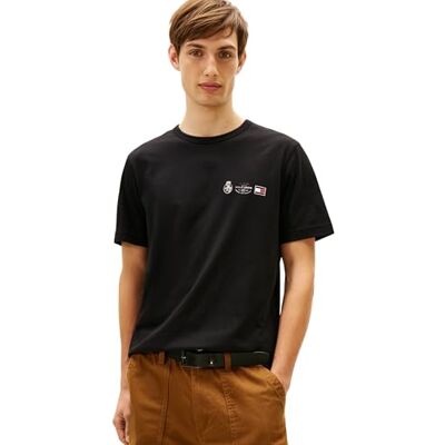 MW0MW40011 Tommy Hilfiger Koszulka męska Small Crest Outline TEE S/S, czarna, XL, czarny (czarny), XL MW0MW40011 Tommy Hilfiger Koszulka męska Small Crest Outline TEE S/S, czarna, XL, czarny (czarny), XL
