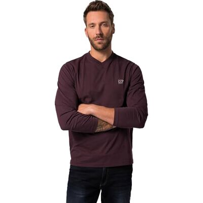 808792 JP 1880, Męski, duże rozmiary, t-shirt, basic, długi rękaw, dekolt w serek, nadruk, bakłażan, XXL 808792 JP 1880, Męski, duże rozmiary, t-shirt, basic, długi rękaw, dekolt w serek, nadruk, bakłażan, XXL