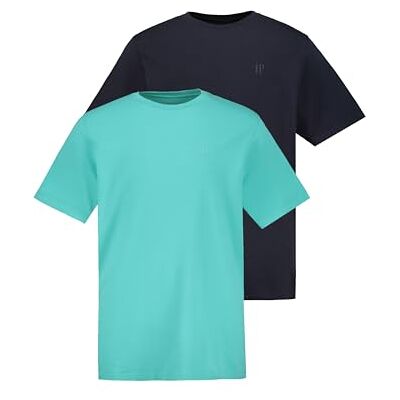 702637 JP 1880 Męski T-Shirt w dwupaku, koszulka basic z czystej jakości dżerseju, okrągły dekolt, wygodny krój (2 sztuki), olive green, XL 702637 JP 1880 Męski T-Shirt w dwupaku, koszulka basic z czystej jakości dżerseju, okrągły dekolt, wygodny krój (2 sztuki), olive green, XL