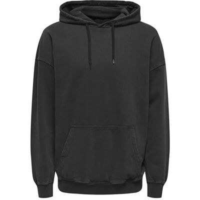 22035001-4815198 ONLY & SONS Onscreative RLX Washed Hoodie Noos, czarny, M 22035001-4815198 ONLY & SONS Onscreative RLX Washed Hoodie Noos, czarny, M