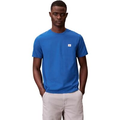 LV04RC272G Calvin Klein Męska koszulka Ss Badge 30S Jersey Classic Tee Tees, niebieska, M LV04RC272G Calvin Klein Męska koszulka Ss Badge 30S Jersey Classic Tee Tees, niebieska, M