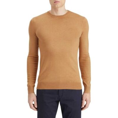 179183 Scotch & Soda Męski sweter z okrągłym dekoltem, Light Camel, S 179183 Scotch & Soda Męski sweter z okrągłym dekoltem, Light Camel, S