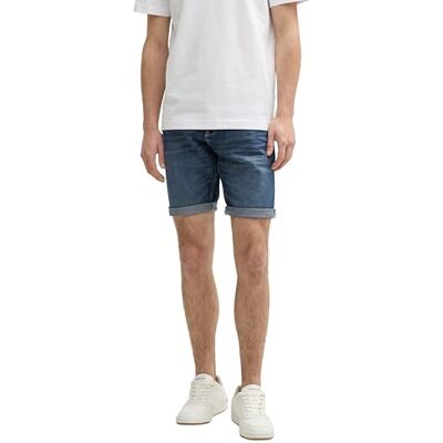 1044973 TOM TAILOR Męskie szorty jeansowe TTJOSH Regular Slim, 10120 Used Dark Stone Blue Denim, 30 1044973 TOM TAILOR Męskie szorty jeansowe TTJOSH Regular Slim, 10120 Used Dark Stone Blue Denim, 30