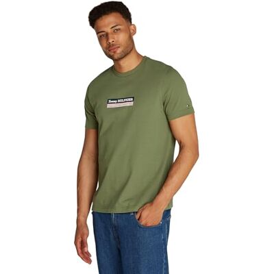 MW0MW38079 Tommy Hilfiger Koszulka męska S/S, Bitwa zielona, 3XL MW0MW38079 Tommy Hilfiger Koszulka męska S/S, Bitwa zielona, 3XL