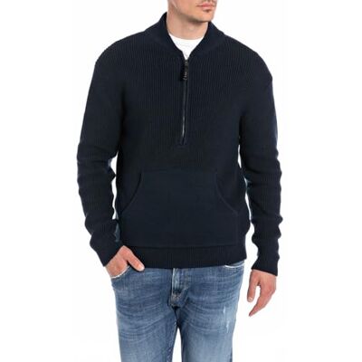 UK6144.000.G23376S Replay Męski sweter bawełniany Regular Fit, 271 Indigo Blue, XS UK6144.000.G23376S Replay Męski sweter bawełniany Regular Fit, 271 Indigo Blue, XS
