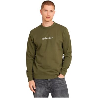 D26407 G-STAR RAW Męski sweter dresowy G-Script Logo R, Zielony (Shadow Olive -d257-b230), XS D26407 G-STAR RAW Męski sweter dresowy G-Script Logo R, Zielony (Shadow Olive -d257-b230), XS